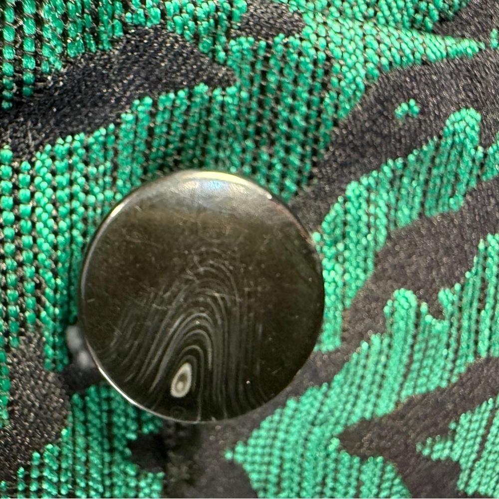 Emerald‎ Green Textured Blazer – Size 32 – Statement Zebra Jacquard Pattern - Picture 4 of 12